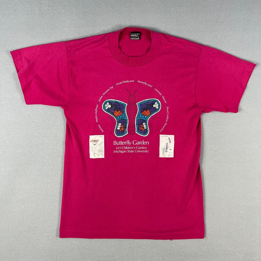 VTG 1990s Butterfly Garden T-Shirt Fits Small FotL BEST Michigan State 4-H MSU